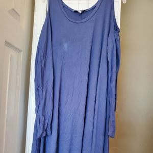 Peekaboo shoulder blue dress